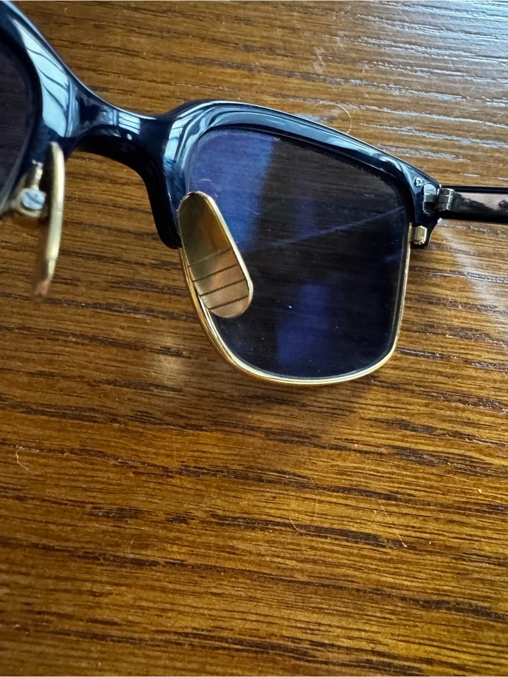 Thom Browne Black and Gold Clubmaster Sunglasses